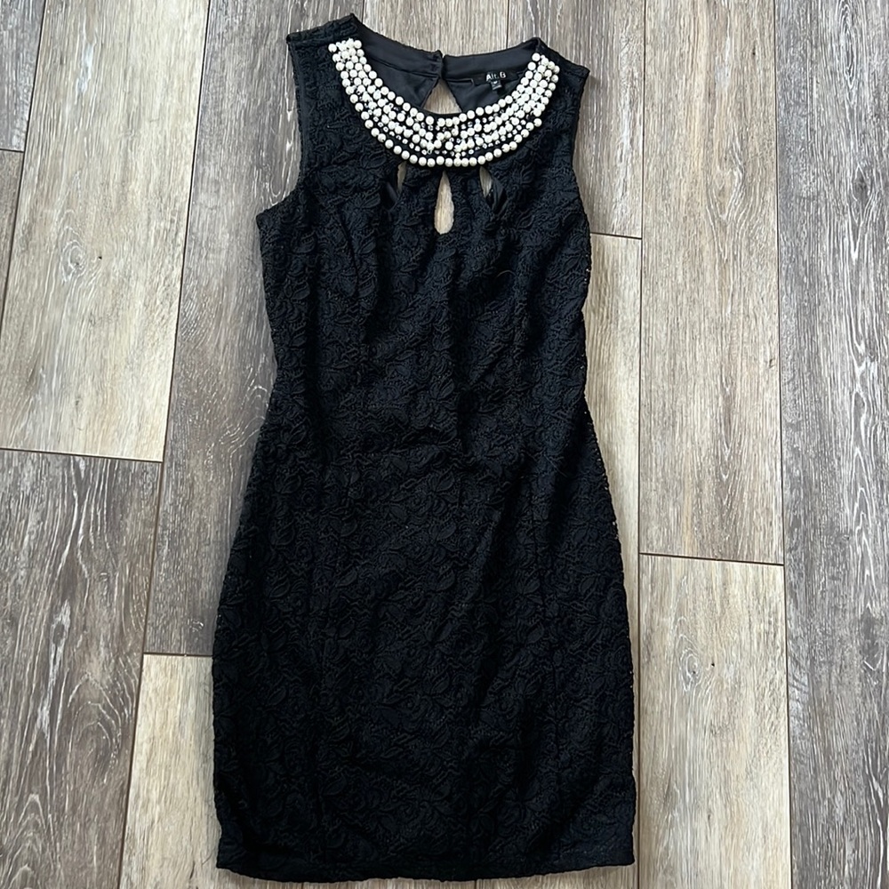 Alt. B black dress with Pearl neckline